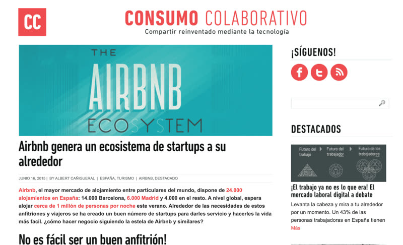 Consumo Colaborativo · captura del artículo
