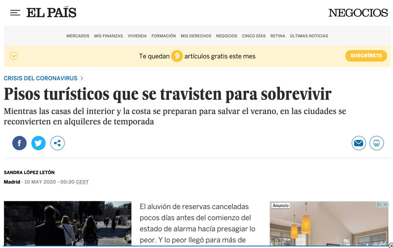 El País · captura del artículo